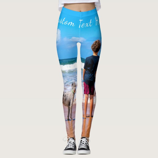Benutzerdefinierte Leggings für das Foto mit Text (Vorderseite)