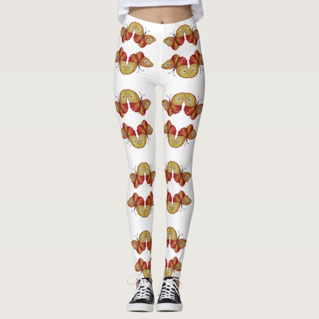 Benutzerdefinierte Leggings-Gelbe Schmetterlinge Leggings (Vorderseite)