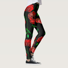 Benutzerdefinierte Leggings mit roter Mohnblume