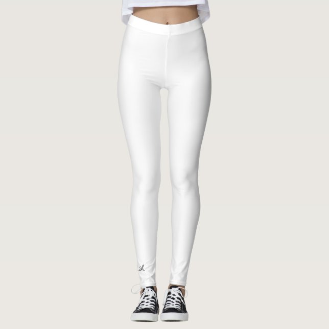 Benutzerdefinierte Leggings WEISS MIT MONOGRAM (Vorderseite)