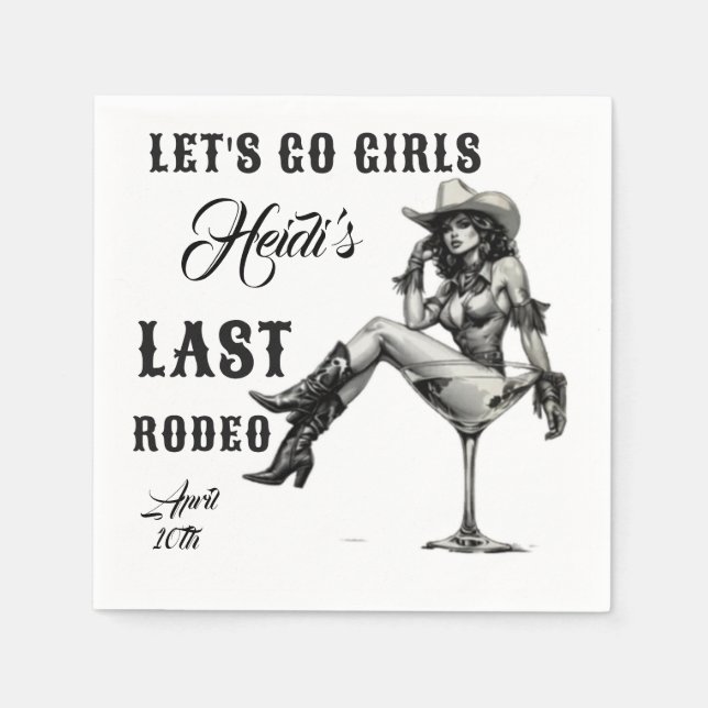 Benutzerdefinierte Let's Go Rodeo für Junggesellin Serviette (Vorderseite)