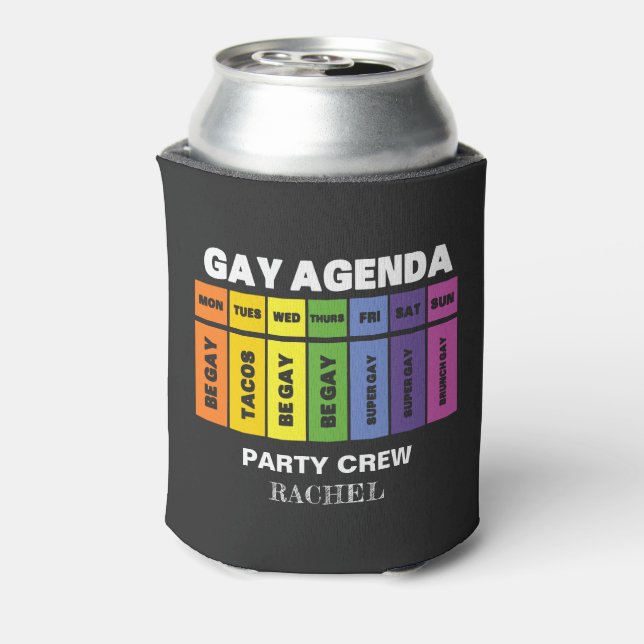 Benutzerdefinierte LGBT Party Crew Gay Agenda Rain Dosenkühler (Kanne Rückseite)