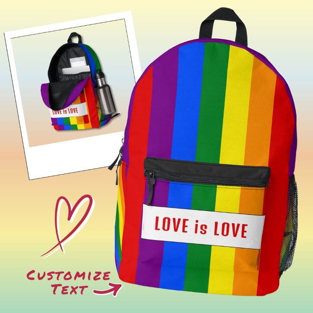 Benutzerdefinierte LGBTQ+-Regenbogen-Liebe Streife Bedruckter Rucksack (Von Creator hochgeladen)