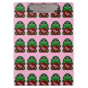 Benutzerdefinierte Liebe dich Kawaii Frosch Herz G Klemmbrett