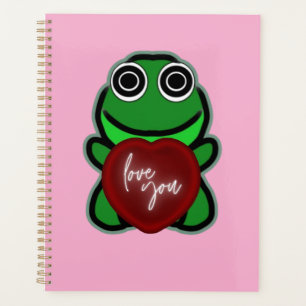 Benutzerdefinierte Liebe dich Kawaii Frosch Herz G Planer