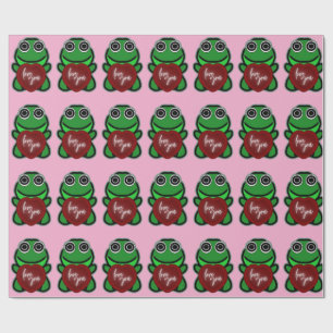 Benutzerdefinierte Liebe Du Kawaii Frosch Herz Ges Geschenkpapier