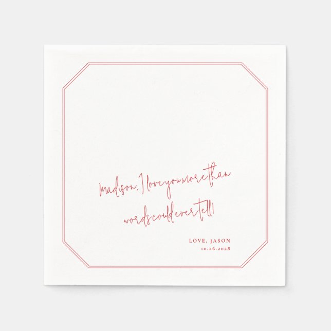 Benutzerdefinierte Liebe Hinweis Handgeschriebene  Serviette (Vorderseite)