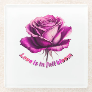 Benutzerdefinierte Liebe in voller Blüte Rose Vale Glasuntersetzer