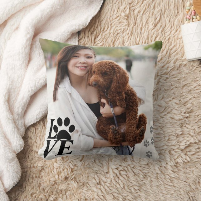 Benutzerdefinierte LIEBE Paw Print Dog Lover Kisse Kissen (Decke)