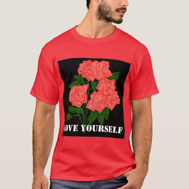 Benutzerdefinierte Liebe Sie selbst Text Red Basic T-Shirt (Vorderseite)