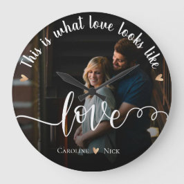 Benutzerdefinierte LIEBE "So sieht Liebe aus" Foto Große Wanduhr