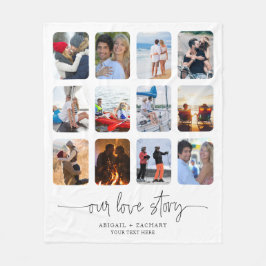 Benutzerdefinierte LIEBE-STORY 12-Collage-Namen Fleecedecke