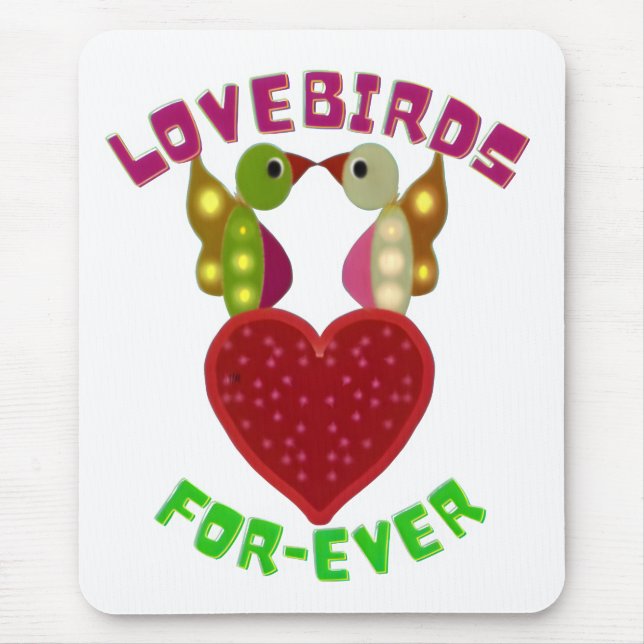Benutzerdefinierte Liebesvögel Herzgeschenk Klassi Mousepad (Vorne)