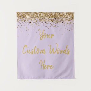 Benutzerdefinierte Light Purple Gold Geburtstagsfe Wandteppich