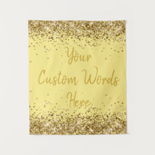 Benutzerdefinierte Light Yellow Gold Geburtstagsfe Wandteppich