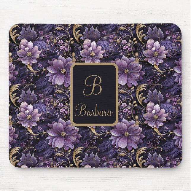 Benutzerdefinierte lila Blumen  Mousepad (Vorne)