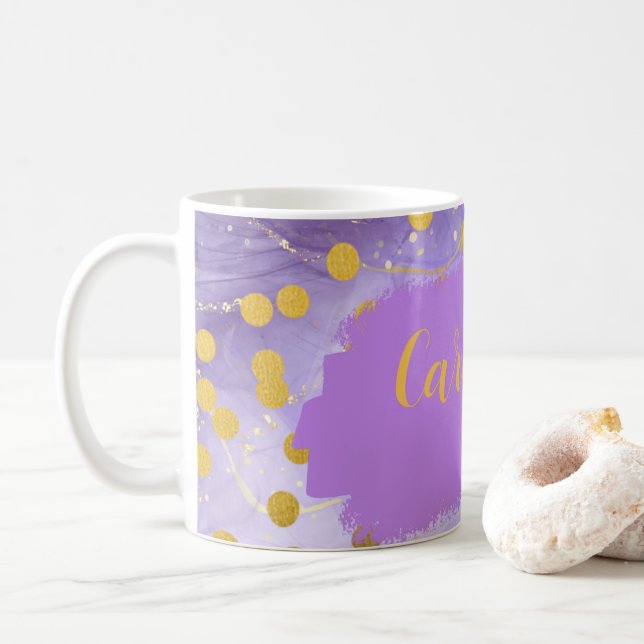 Benutzerdefinierte Lila Marmorflora Kaffeetasse (Mit Donut)
