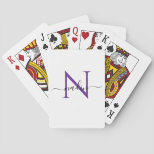 Benutzerdefinierte lila Monogramm-Name Spielkarten