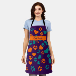 Benutzerdefinierte Lila Schürze mit Orange- und Aq