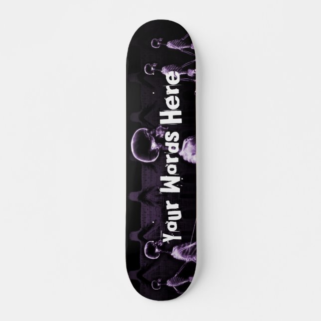 Benutzerdefinierte Lila X-Ray Skelette Mitternacht Skateboard (Vorne)