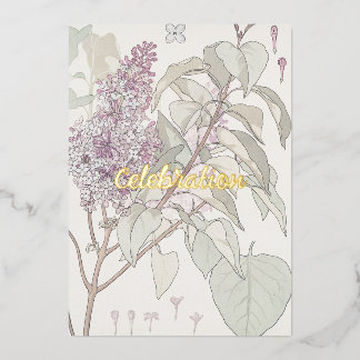 Benutzerdefinierte Lilac Foil Einladungskarte Folien Feiertagskarte