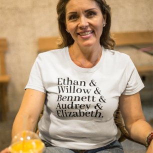 Benutzerdefinierte Liste von Großraumnamen mit Amp T-Shirt