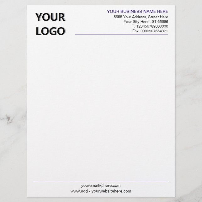Benutzerdefinierte Logo-Adresse Info Farben Design Briefbogen (Vorderseite)
