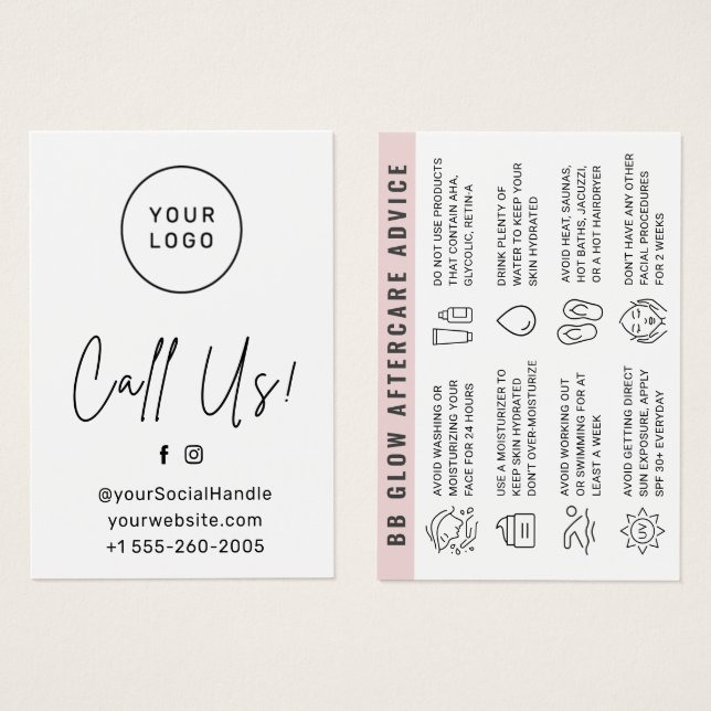 Benutzerdefinierte Logo-BB-Glow-Aftercare-Anleitun (Vorne & Hinten)