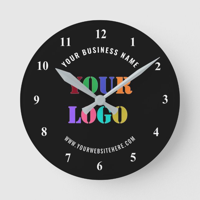 Benutzerdefinierte Logo-Bezeichnung Text Wall Cloc Runde Wanduhr (Vorderseite)