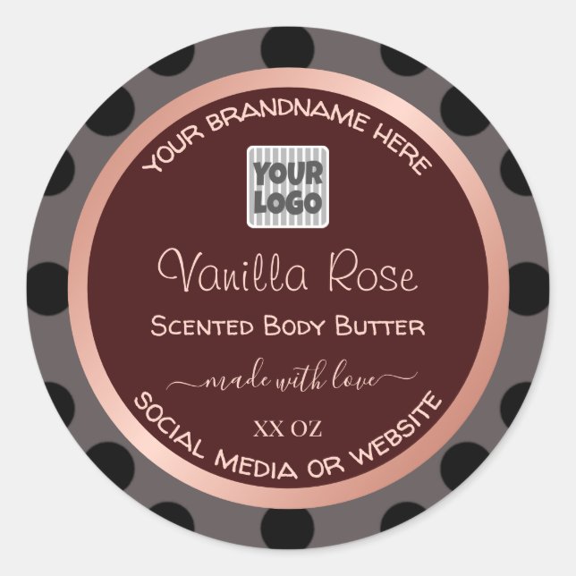 Benutzerdefinierte Logo-Burgundy-Produktverpackung Runder Aufkleber (Vorderseite)