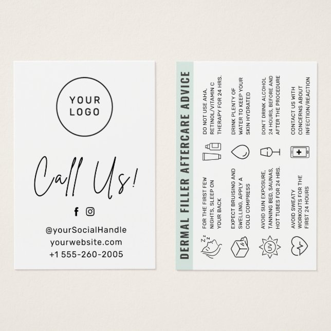 Benutzerdefinierte Logo-Dermal-Filler-Aftercare-Ra (Vorne & Hinten)