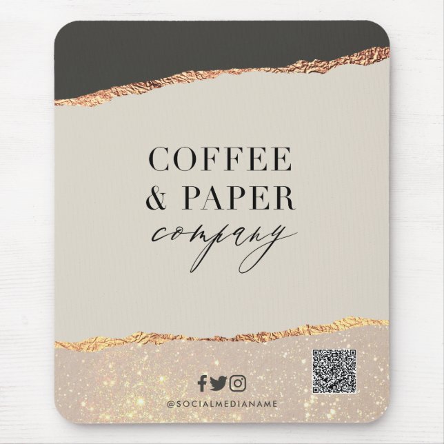 Benutzerdefinierte Logo-Maus Pad Black Creme Gold Mousepad (Vorne)