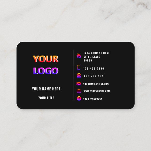 Benutzerdefinierte Logo Moderne Design Farbe elega Visitenkarte (Rückseite)