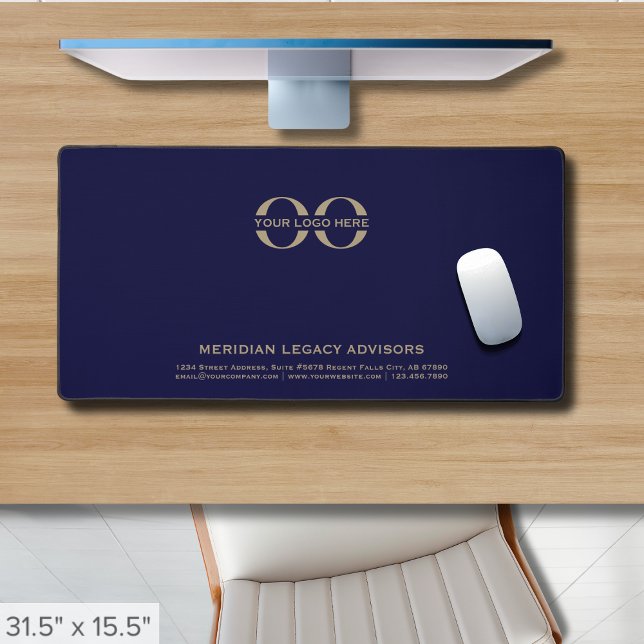 Benutzerdefinierte Logo Navy Blue Desk Mat Schreibtischunterlage (Von Creator hochgeladen)