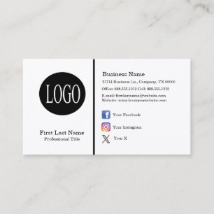 Benutzerdefinierte Logo Social Media Icons Minimal Visitenkarte