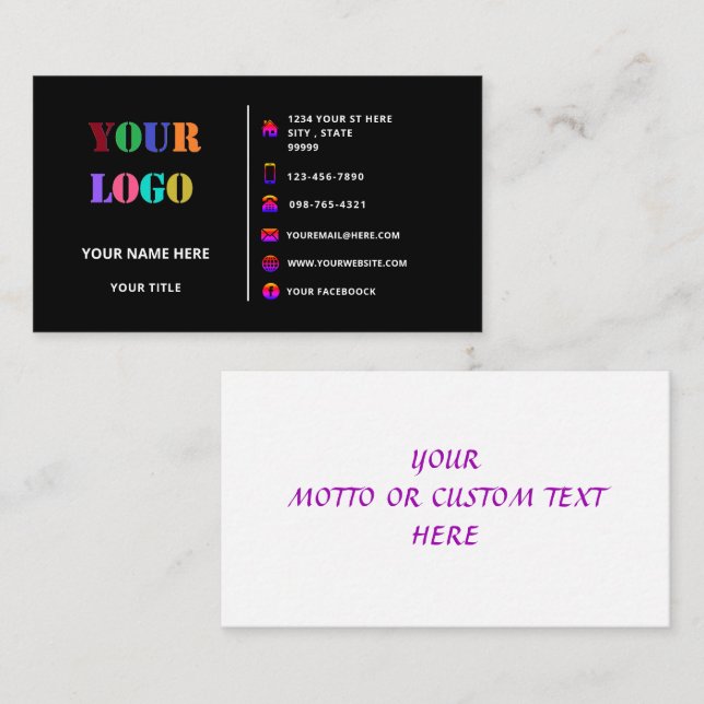 Benutzerdefinierte Logo-Text-Info-Visitenkarte - I Visitenkarte (Vorne/Hinten)
