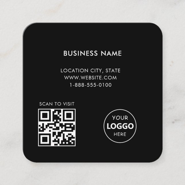 Benutzerdefinierte Logo- und QR-Code-Geschäftskart Quadratische Visitenkarte (Vorderseite)