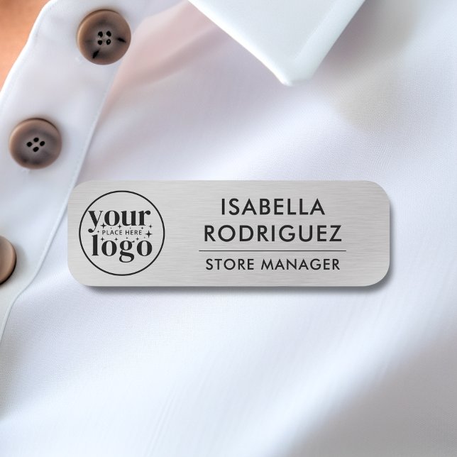 Benutzerdefinierte Logomitarbeiter Magnetic Button (Custom Logo Employee Magnetic Pin Faux Silver Name Tag)
