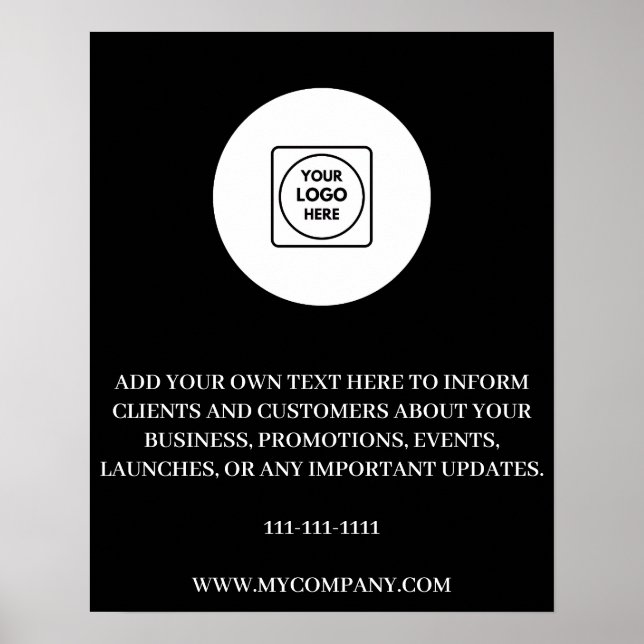 Benutzerdefinierte Logotext-Branding Minimal Black Poster (Vorne)