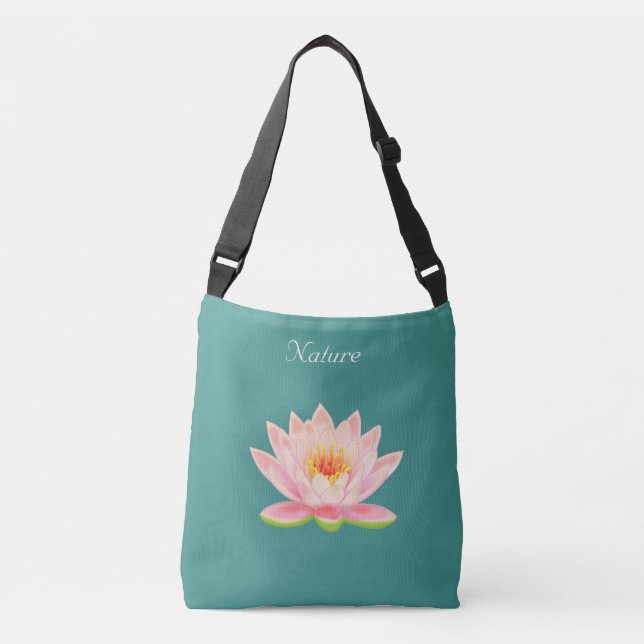 Benutzerdefinierte Lotus-Blume für Aquamarine Nama Tragetaschen Mit Langen Trägern (Vorderseite)
