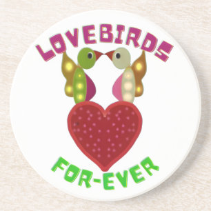 Benutzerdefinierte Lovebirds Herzgeschenk Klassisc Getränkeuntersetzer