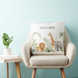 Benutzerdefinierte Löwe Giraffe und Elefant Jungle Kissen