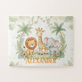 Benutzerdefinierte Löwe Giraffe und Elefant Jungle Puzzle