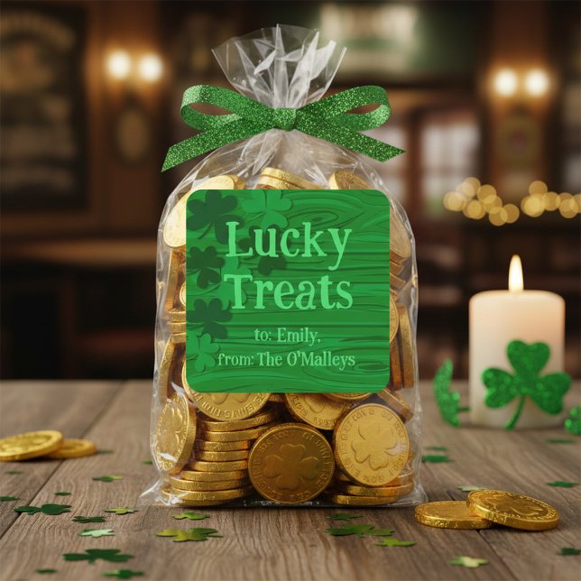Benutzerdefinierte Lucky Treats St. Patrick’s Day  Quadratischer Aufkleber (Von Creator hochgeladen)