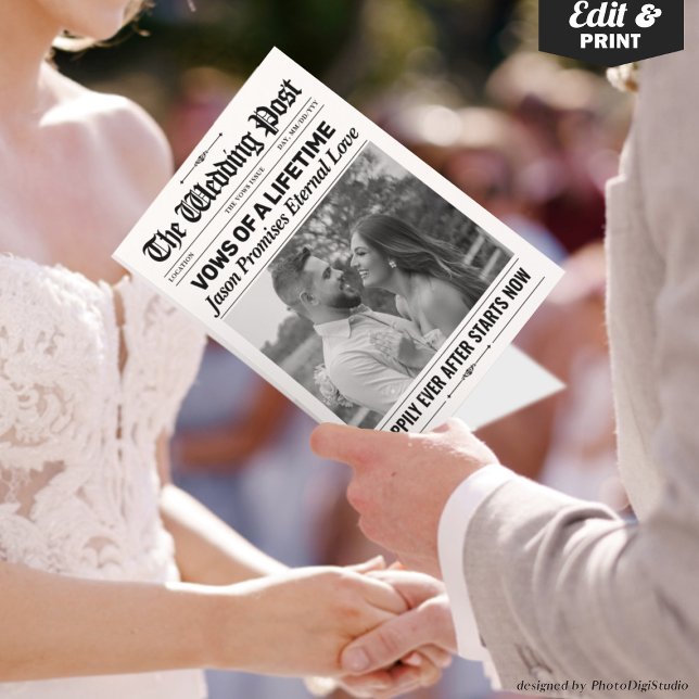 Benutzerdefinierte lustige Hochzeitsgelübde-Zeitun Karte (Custom Fun Vows Wedding Newspaper Wedding Vows Card)