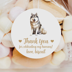 Benutzerdefinierte Malamute-Hochzeitsgunst-Sticker Runder Aufkleber