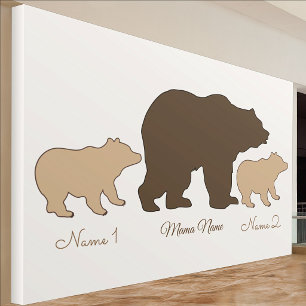 Benutzerdefinierte Mama-Bärin mit 2 Kindernamen Mu Banner