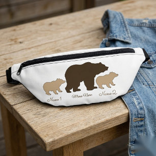 Benutzerdefinierte Mama-Bärin mit 2 Kindernamen Mu Bauchtasche