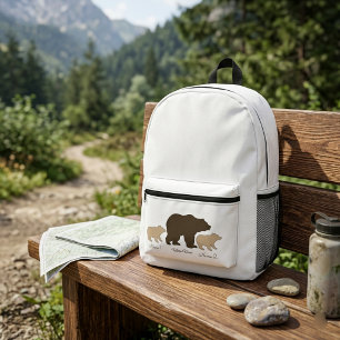 Benutzerdefinierte Mama-Bärin mit 2 Kindernamen Mu Bedruckter Rucksack