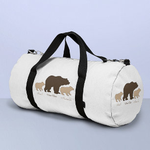 Benutzerdefinierte Mama-Bärin mit 2 Kindernamen Mu Duffle Bag